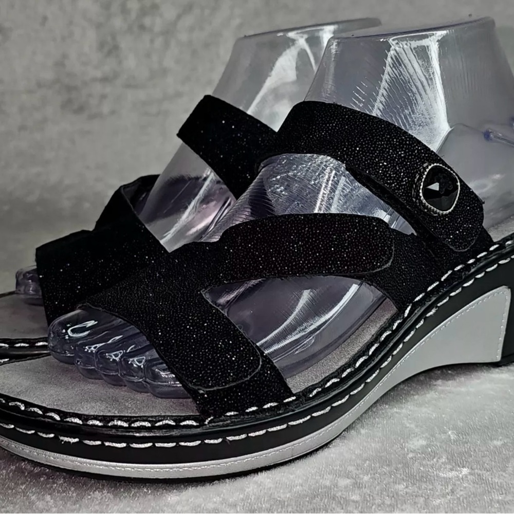 EUC Women’s ALEGRIA Black Glitter Wedge Loti Glitterati 9.5/10 ALEGRIA EU 40